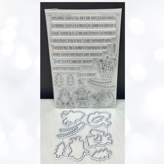My Favorite Things SNOW GLOBE SINGLES Christmas Santa Elf Rubber Stamps Dies