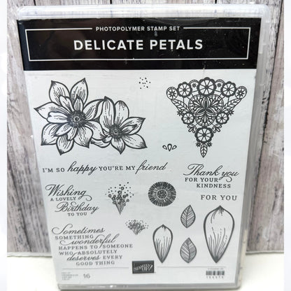 Stampin Up DELICATE PETALS Flowers Floral Rubber Stamps