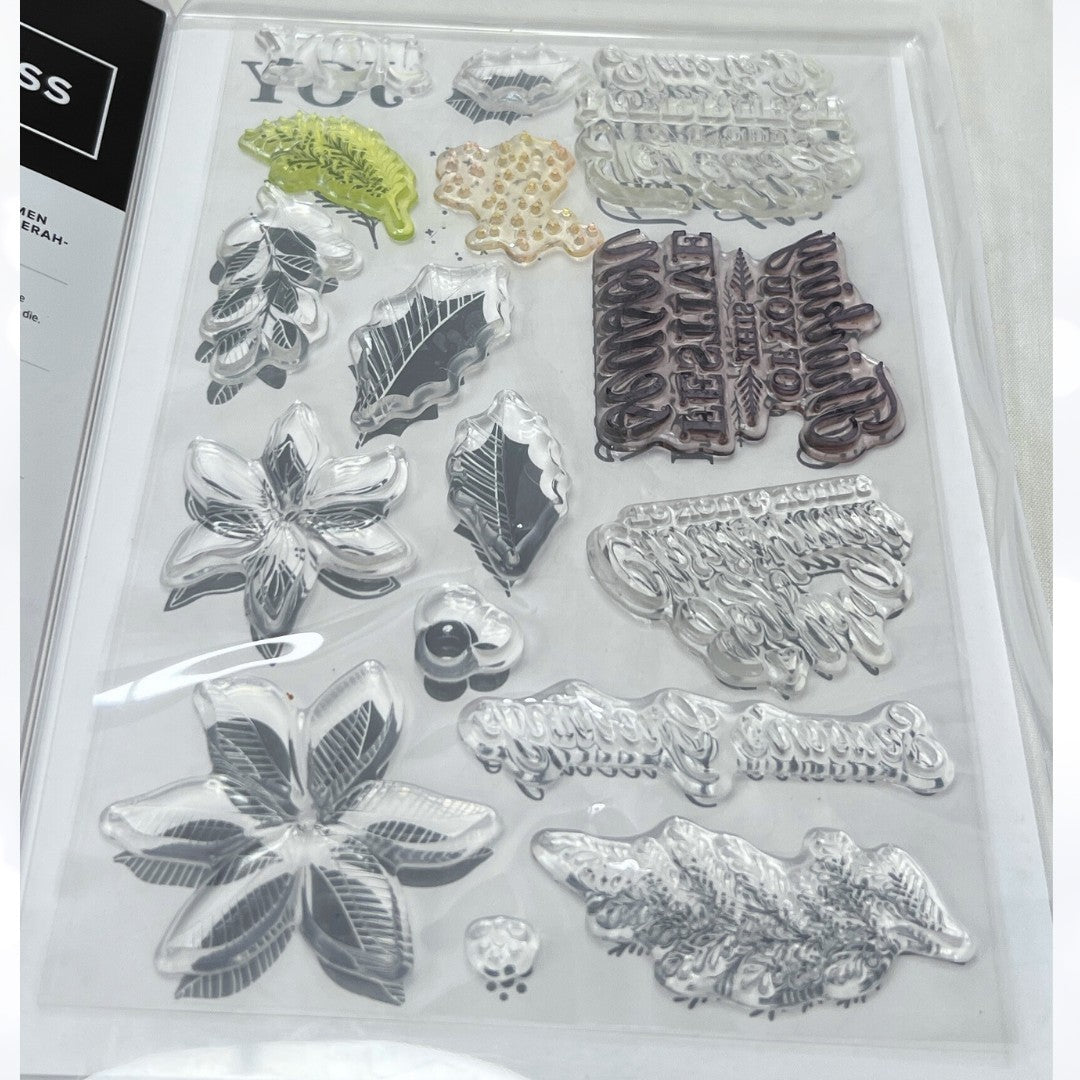 Stampin Up MERRIEST MOMENTS Christmas Rubber Stamps Dies AS IS***