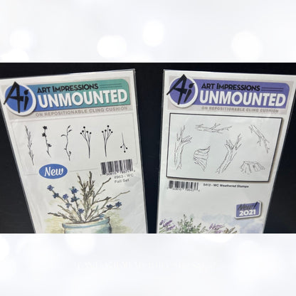 Art Impressions FALL Pond Weathers Swan Watercolor Rubber Stamps Lot of 3