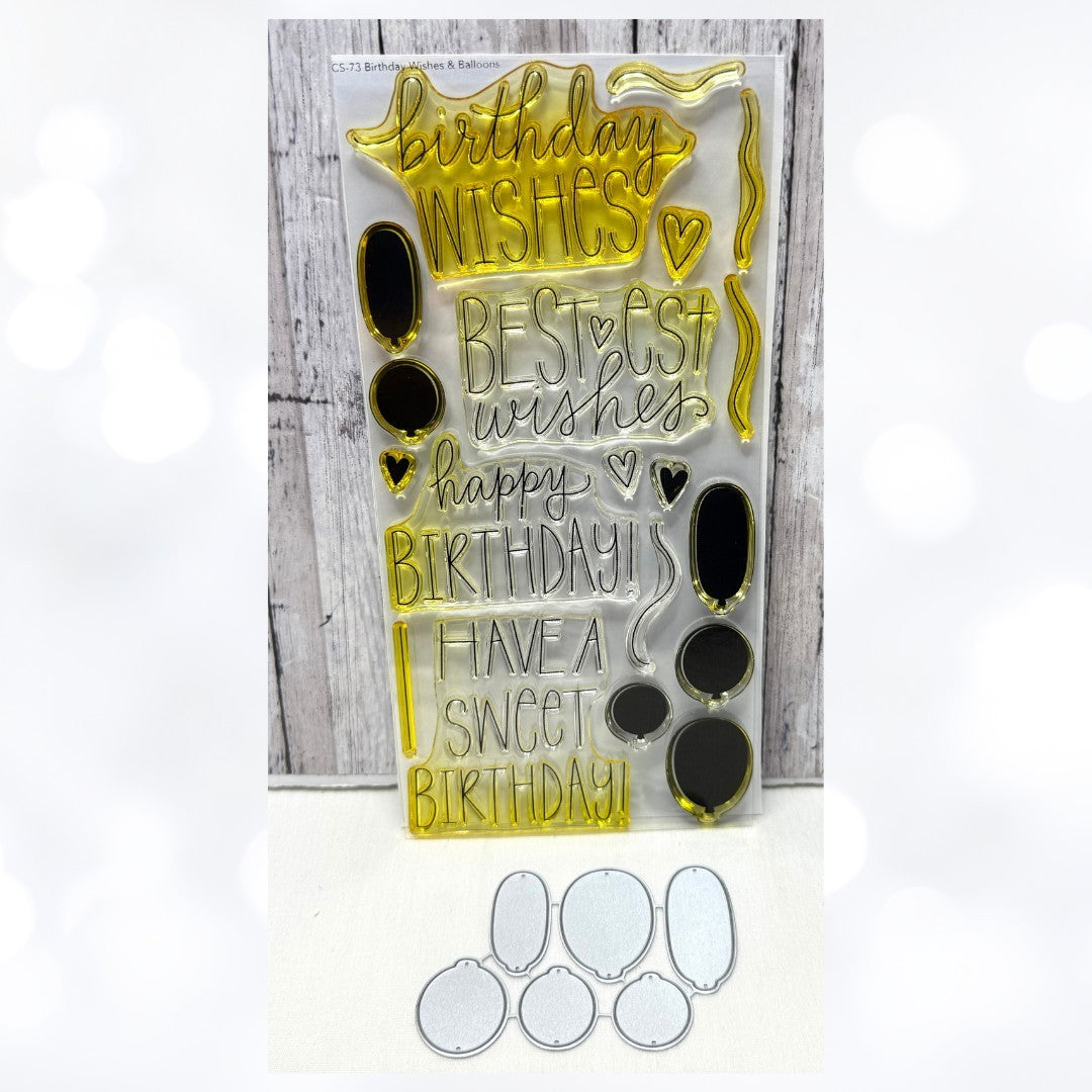My Favorite Things BIRTHDAY WISHES & Balloons Party Greetings Rubber Stamps Dies