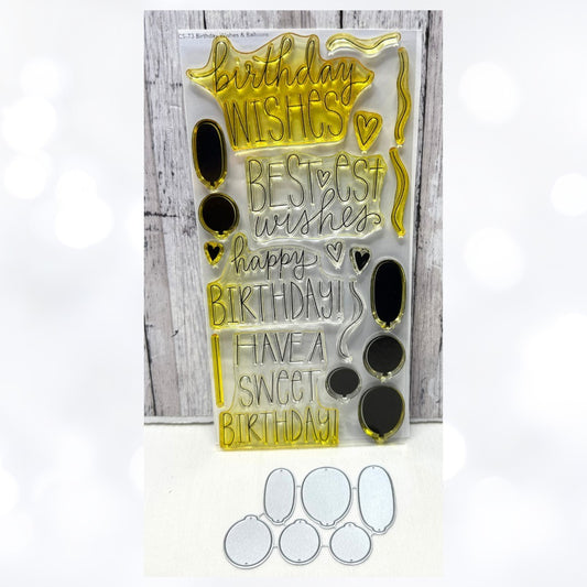 My Favorite Things BIRTHDAY WISHES & Balloons Party Greetings Rubber Stamps Dies