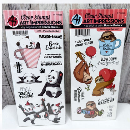 Art Impressions SLOTH-SOME Panda-tastic Sloths Animals Rubber Stamps
