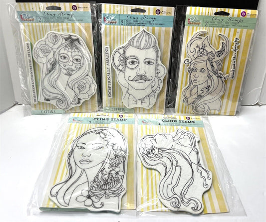 Prima Bloom PEOPLE Peyton Quentin Gardenia Portraits Mixed Media Rubber Stamps