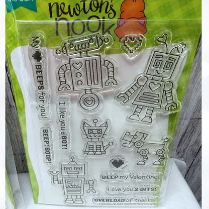 Newton's Nook HEARTFELT MEOWS Love Bots Valentines Day Cats Rubber Stamps