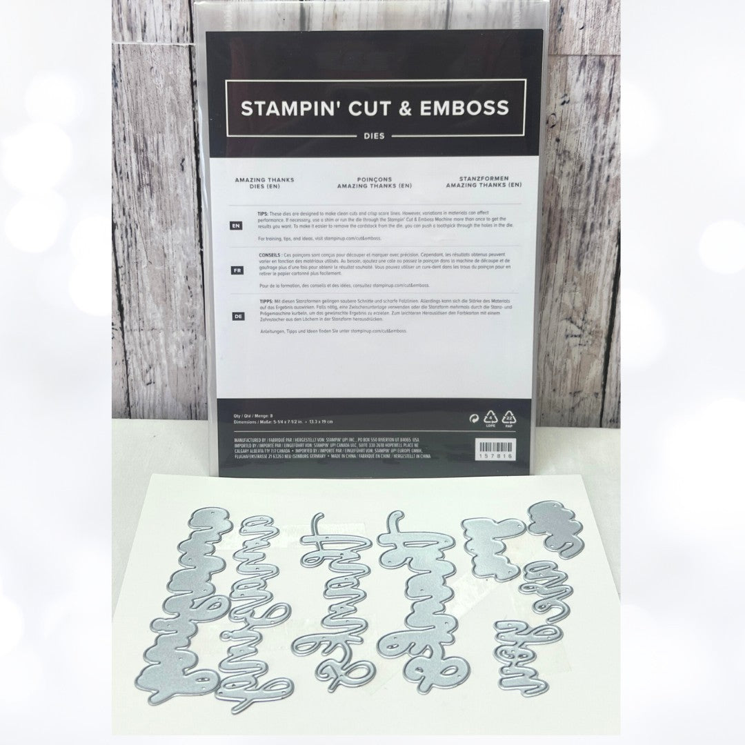 Stampin Up AMAZING THANKS Thank You Greetings Dies