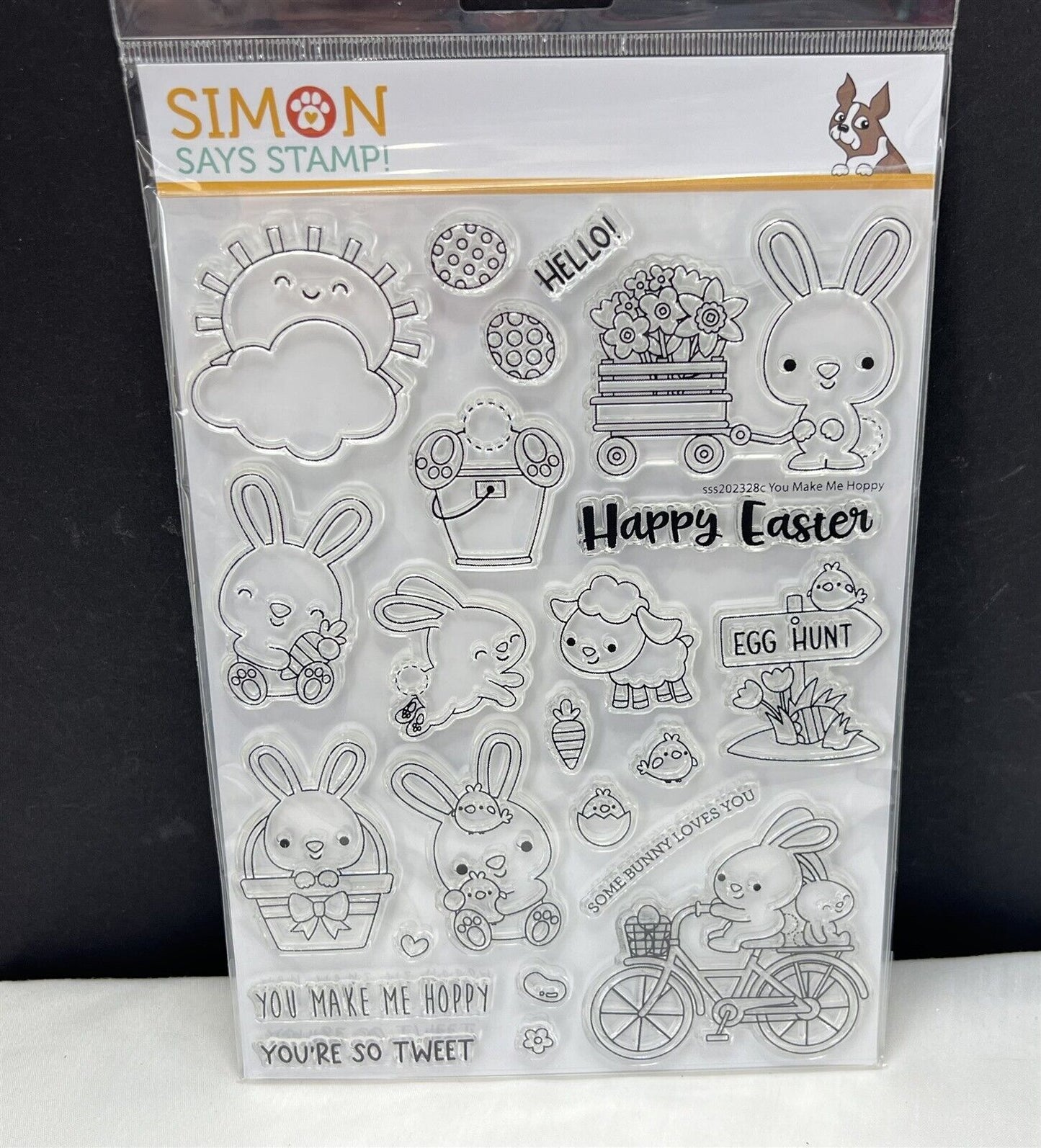 Simon Says Stamp YOU MAKE ME HOPPY Easter Bunny Rabbits 6x8 Rubber Stamps