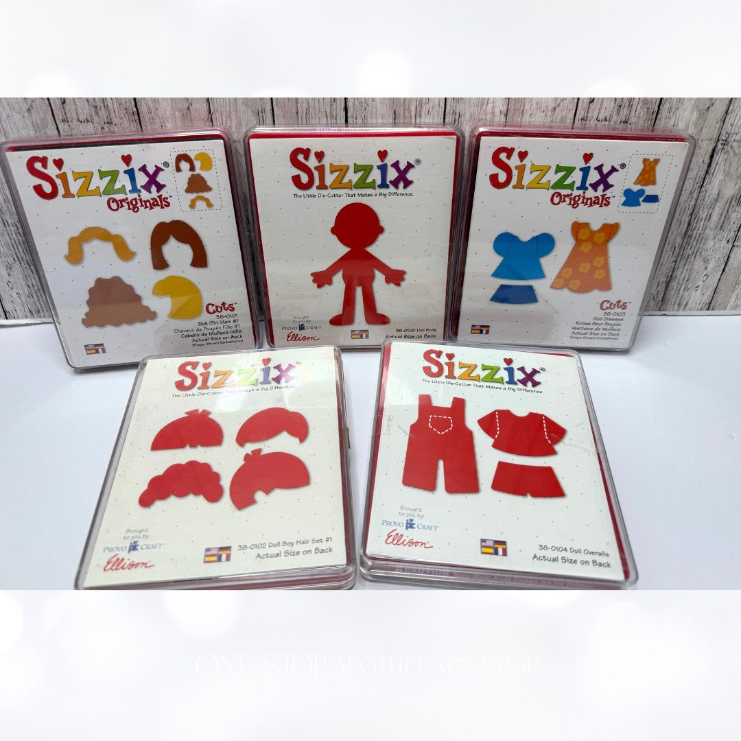 Sizzix DRESS UP DOLLS Body Dresses Overalls Hair Dies Lot of 5