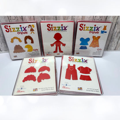 Sizzix DRESS UP DOLLS Body Dresses Overalls Hair Dies Lot of 5