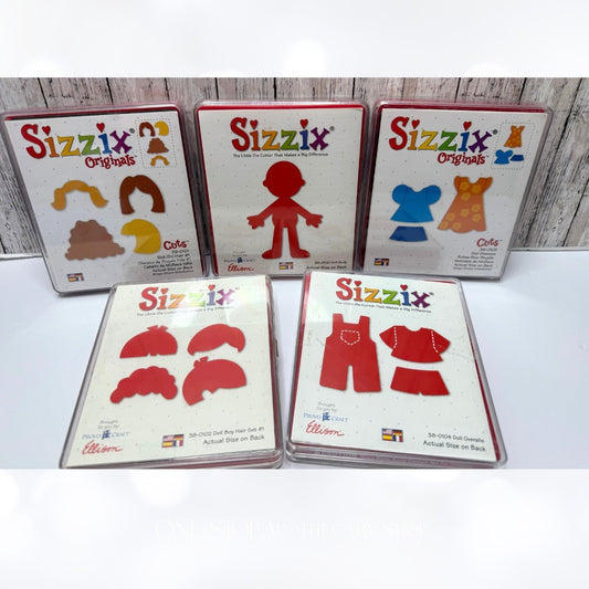 Sizzix DRESS UP DOLLS Body Dresses Overalls Hair Dies Lot of 5