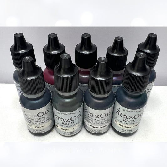 Tsukineko STAZON Staz On Ink Refills Reinkers 0.5oz Lot of 9 