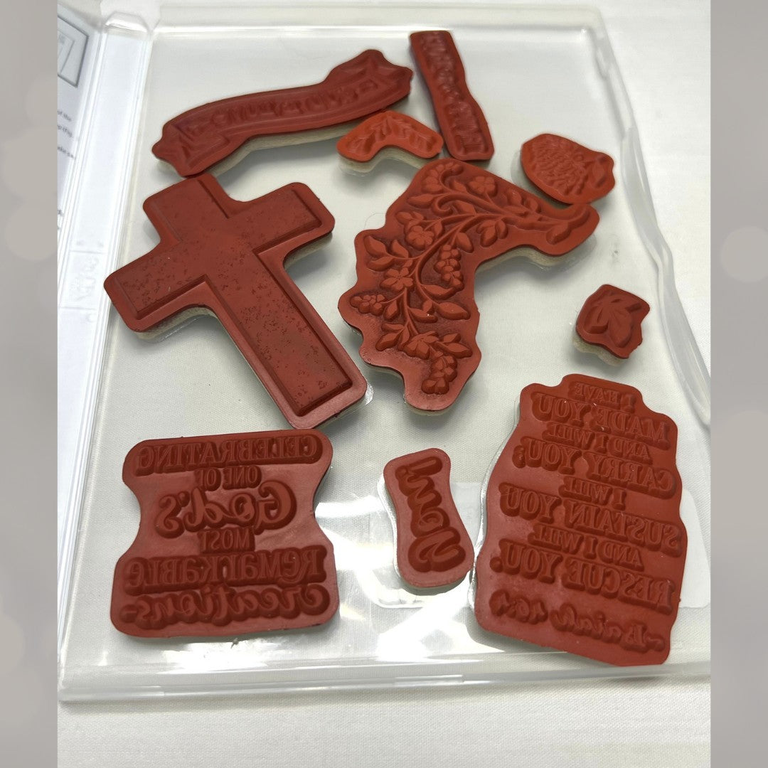Stampin Up HOLD ON TO HOPE Cross Faith Religious Rubber Stamps Framelits Dies
