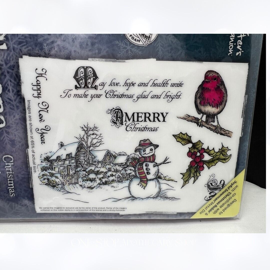Sheena CHRISTMAS TIDINGS Snowman Scenic Winter Rubber Stamp Dies