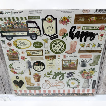 Echo Park Carta Bella SPRING MARKET Home 12x12 Scrapbook Paper Stickers Kits Lot