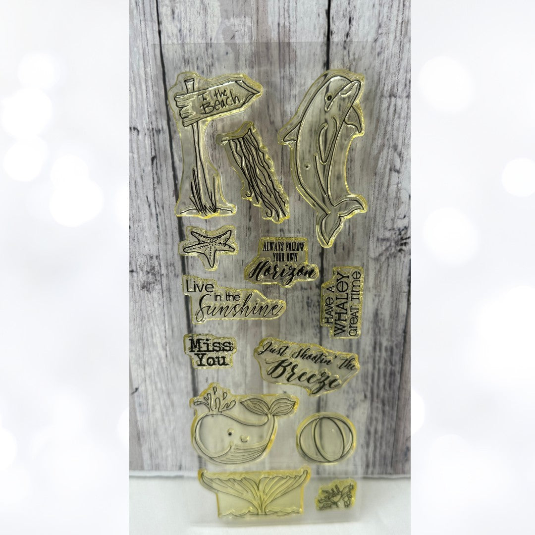 Polkadoodles That's Crafty WATER WORLD Sea Ocean Dolphin Rubber Stamps