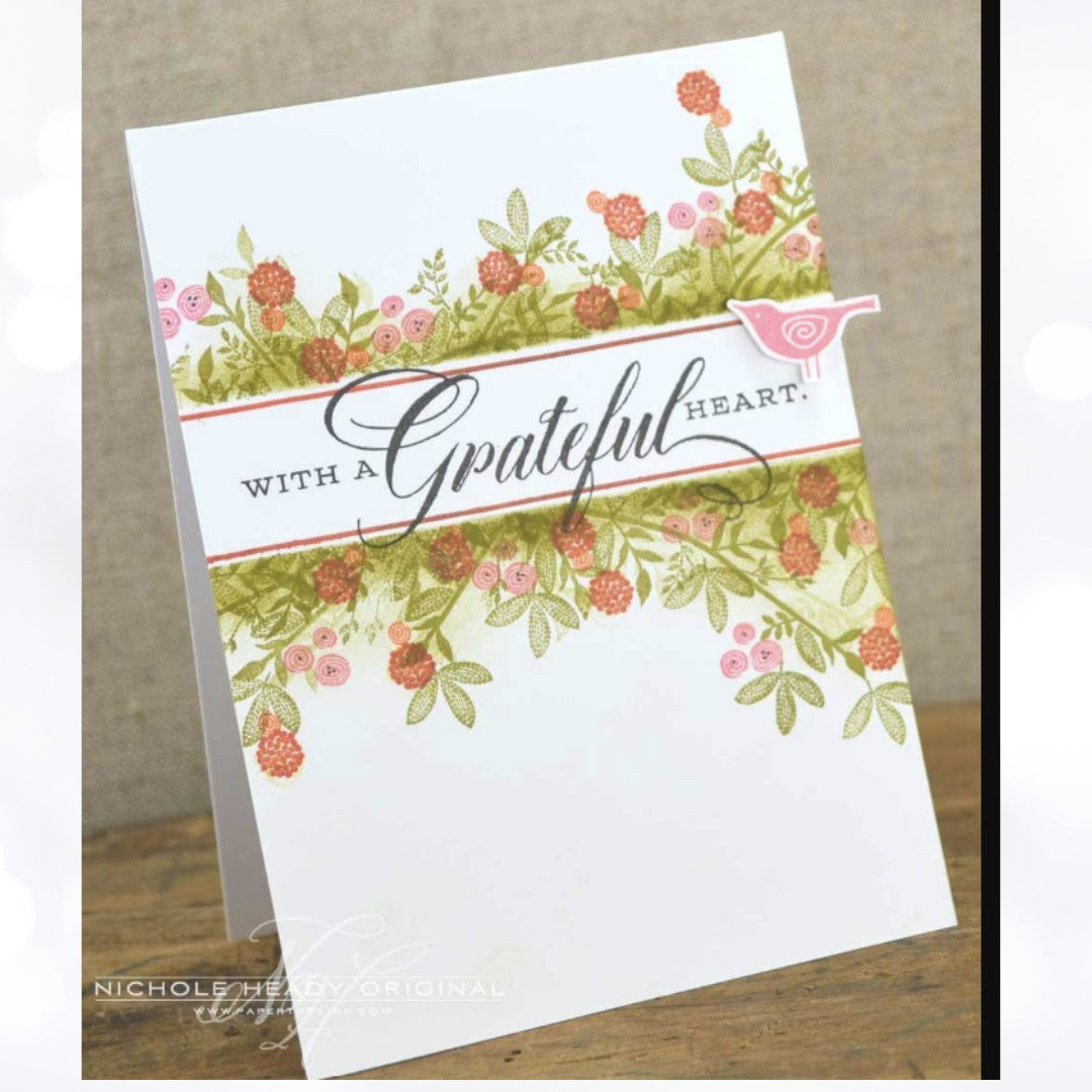 Papertrey Ink BIRDS & BLOOMS Wreath Floral Rubber Stamps Dies