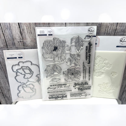 PInkfresh Studio FRIENDSHIP BLOOMS Flowers 6x8 Rubber Stamps Dies Stencils