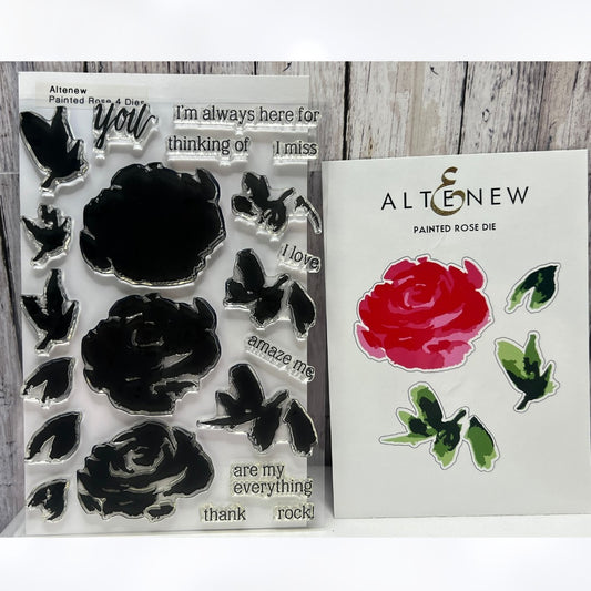 Altenew PAINTED ROSES Flowers Floral 6x8 Rubber Stamps Dies