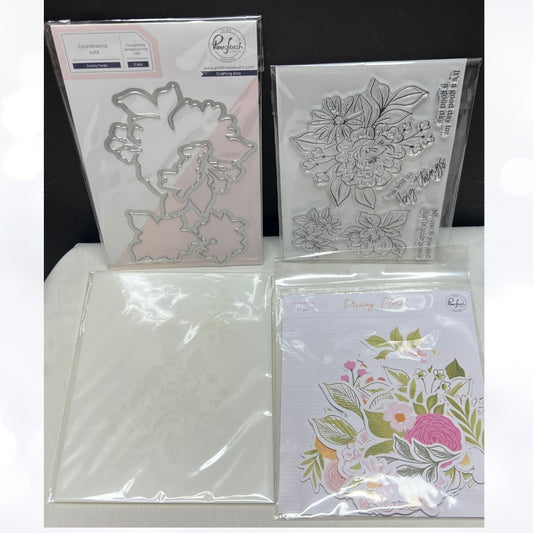 Pinkfresh Studio DREAMY FLORALS Flowers Rubber Stamps Dies Stencils
