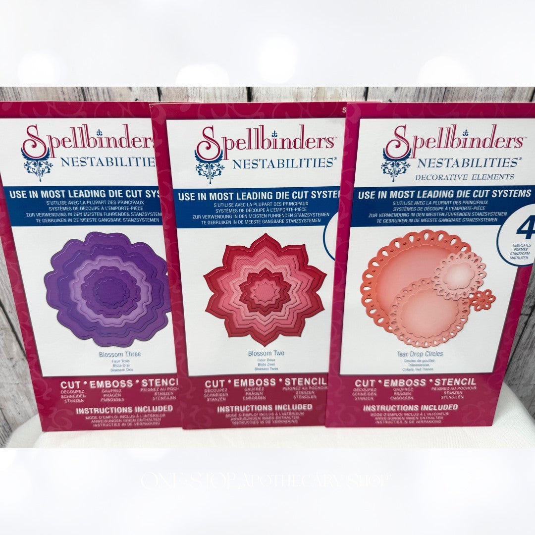 Spellbinders TEAR DROP CIRCLES Blossom Two & Three Nestabilities Dies Lot