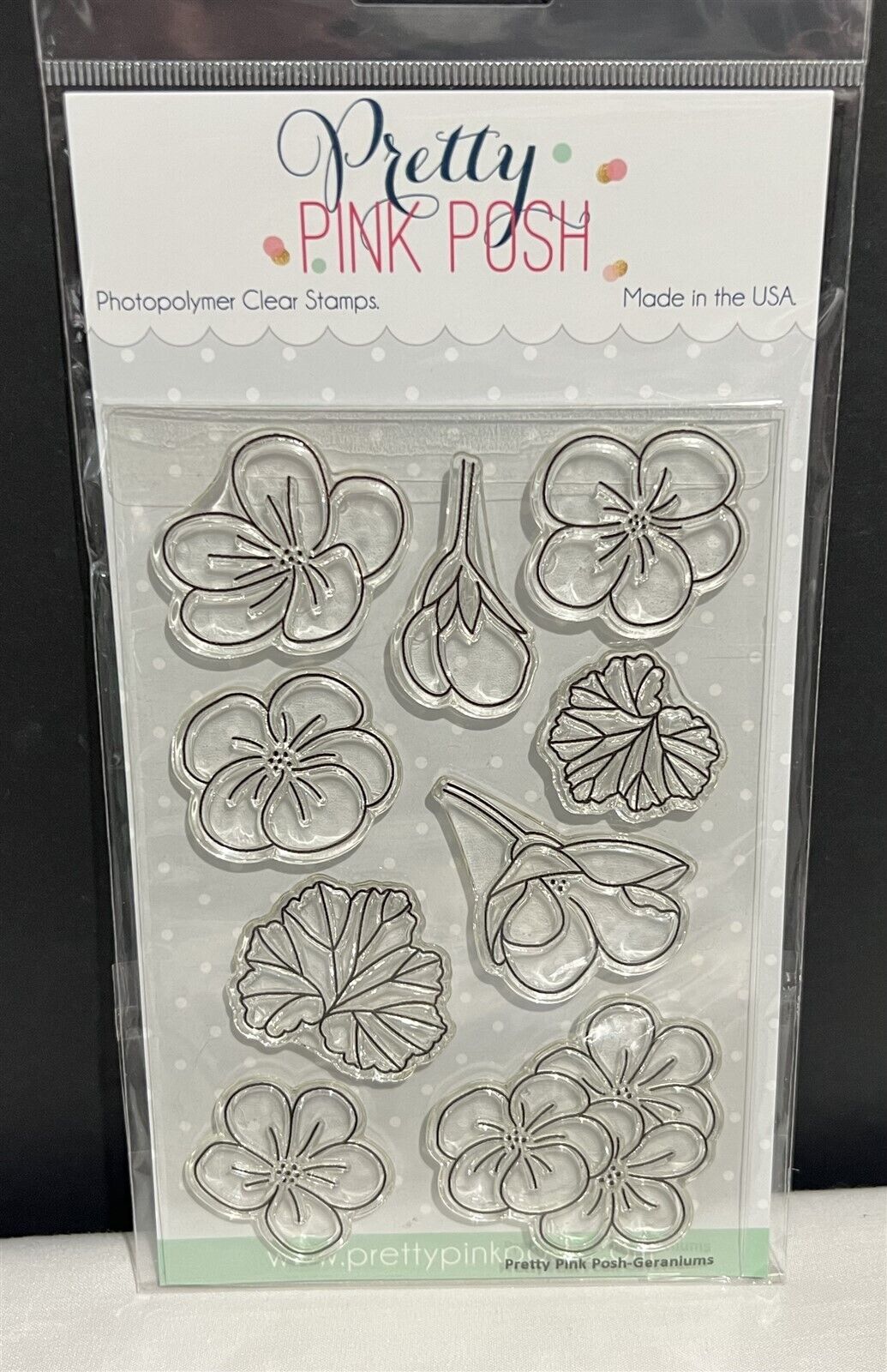 Pretty Pink Posh GERANIUMS Flowers Floral Rubber Stamps Set