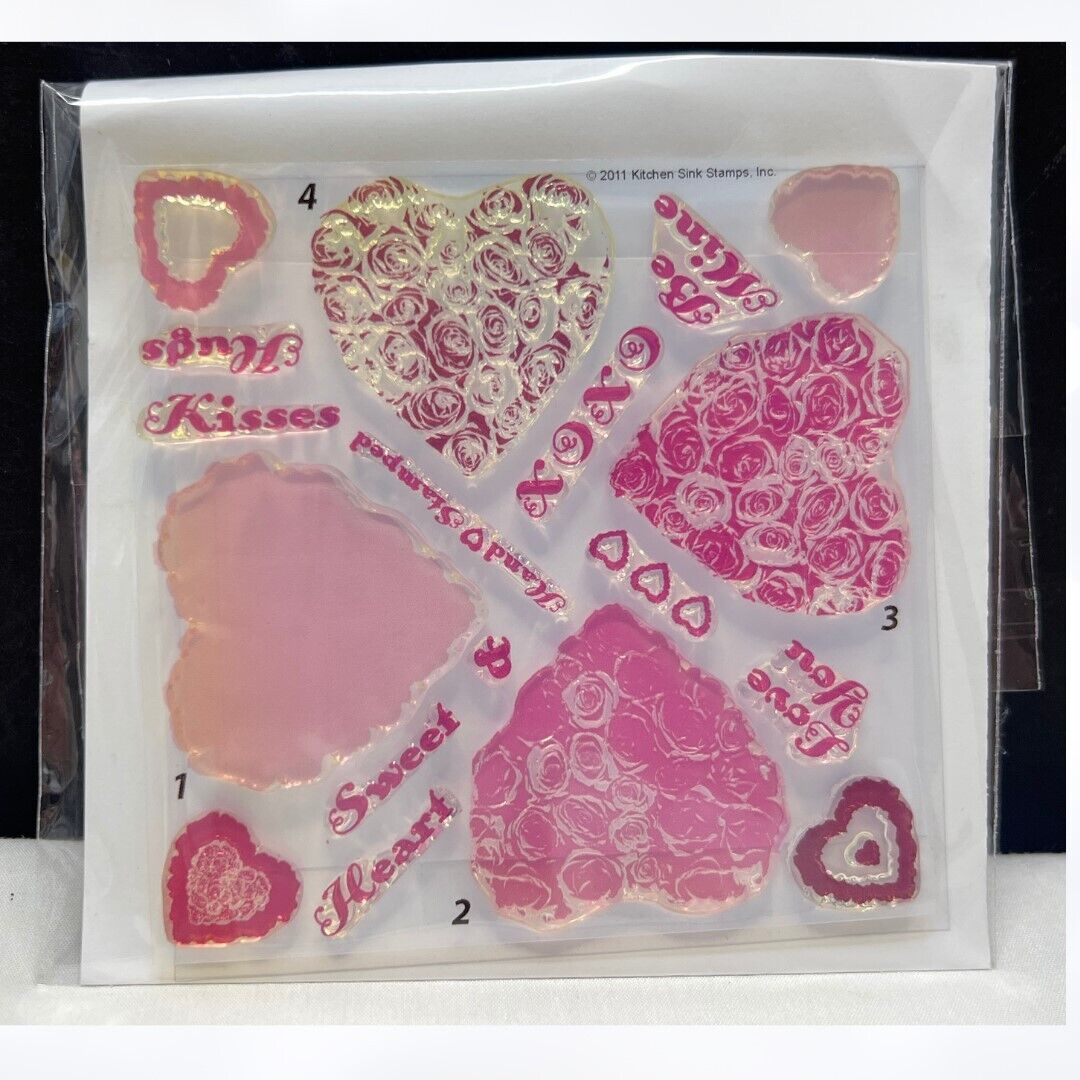 Kitchen Sink FLORAL HEART Valentines Day Layering Rubber Stamps