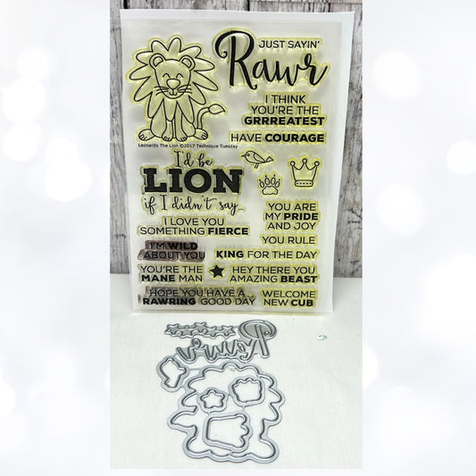 Technique Tuesday LEONARDO THE LION Funny Zoo Animals Rubber Stamps Dies