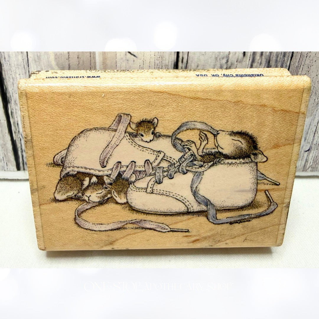 House Mouse BABY SHOES Shower Boy Girl Mice Rubber Stamp