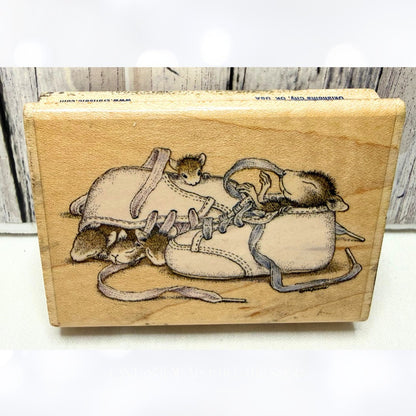 House Mouse BABY SHOES Shower Boy Girl Mice Rubber Stamp