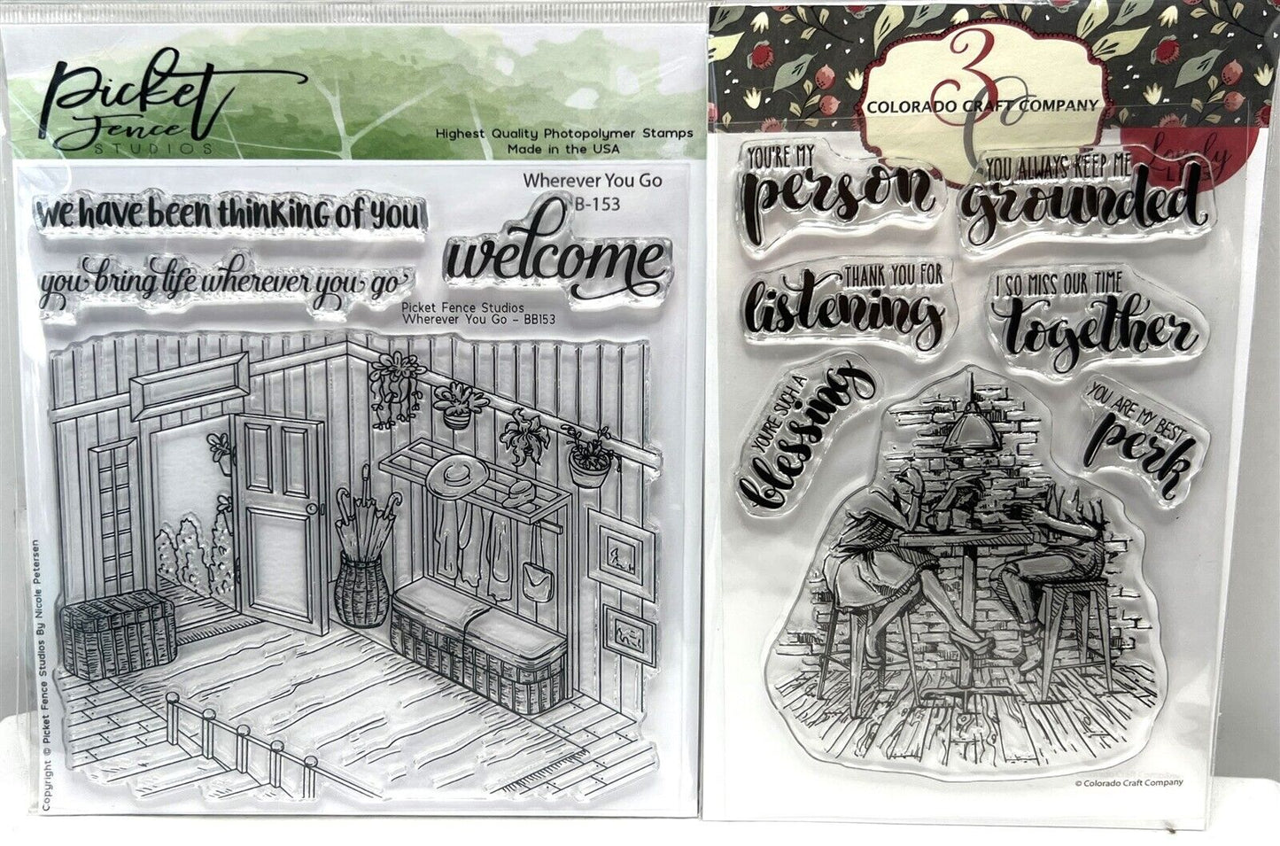 Picket Fence Colorado Craft FRIENDS & COFFEE Wherever You Go Rubber Stamps Lot