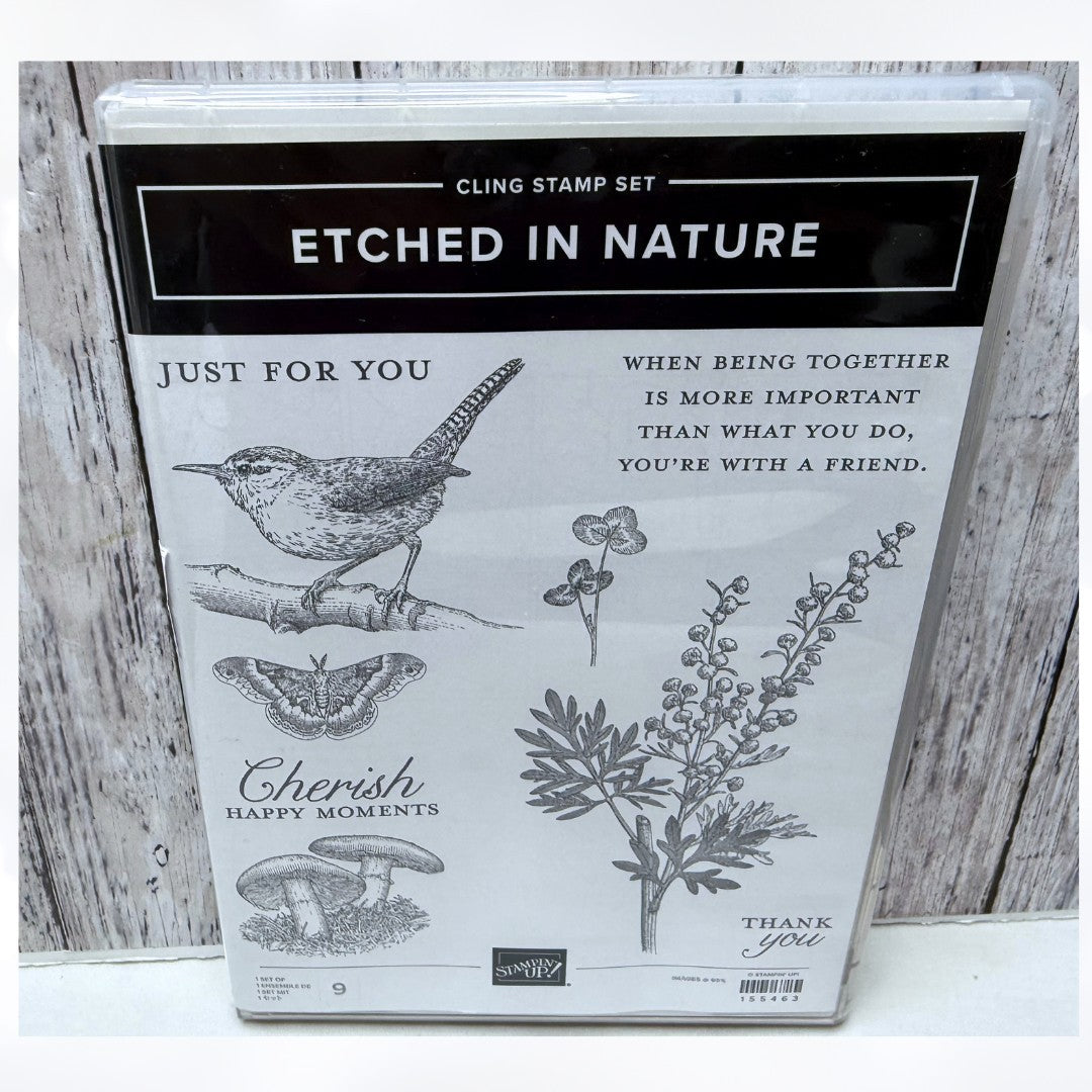 Stampin Up ETCHED IN NATURE Bird Mushrooms Rubber Stamps
