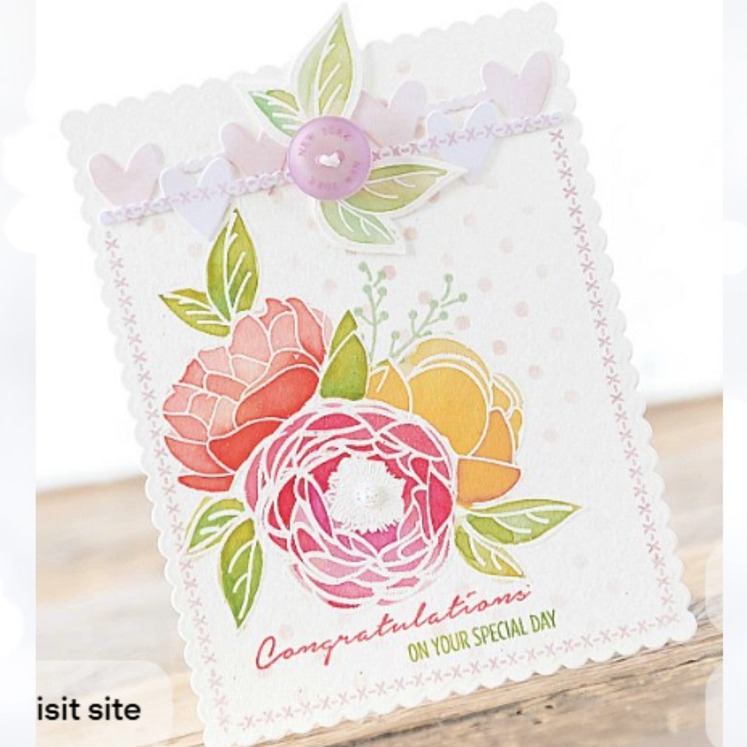 Papertrey Ink PEONIES ON PARADE Flowers Floral Rubber Stamps