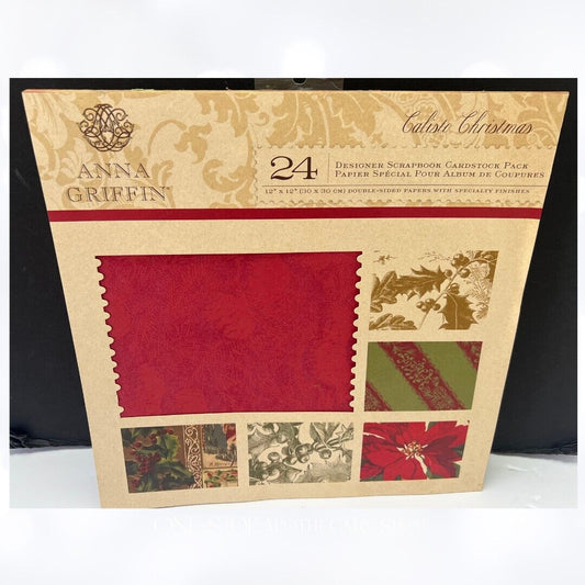 Anna Griffin CALISTO CHRISTMAS Holiday 12x12 Paper Cardstock Pack 24 Sheets