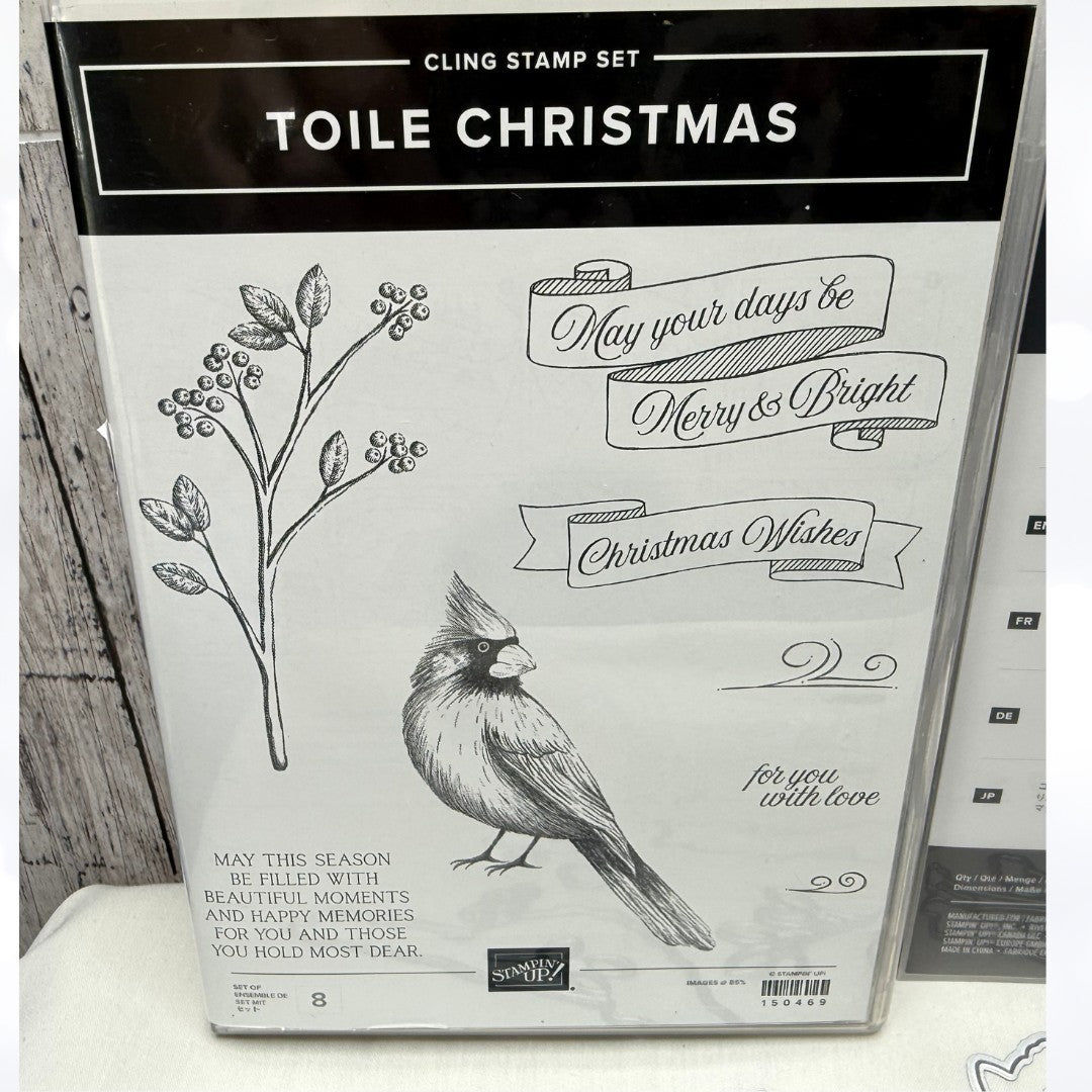 Stampin Up TOILE CHRISTMAS Cardinal Bird Rubber Stamps Dies