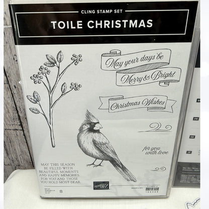 Stampin Up TOILE CHRISTMAS Cardinal Bird Rubber Stamps Dies
