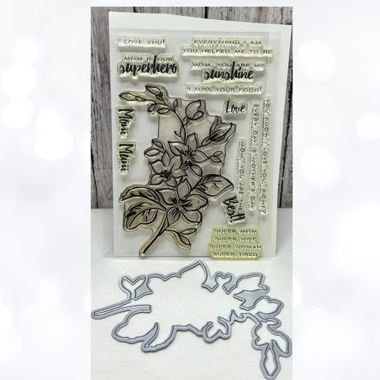 Altenew BEST MOM Mothers Day Flowers Rubber Stamps Die