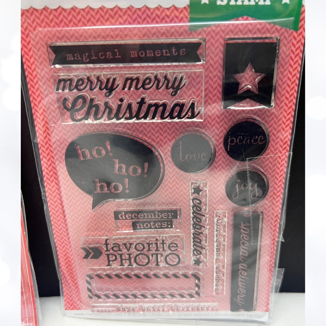 Elle's Studio CHRISTMAS Planner Journal Holiday Rubber Stamps Lot of 3