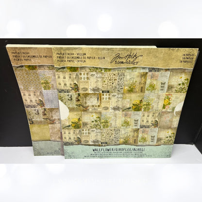 Tim Holtz WALLFLOWER Paper Stash Vellum Cardstock 12x12 Lot