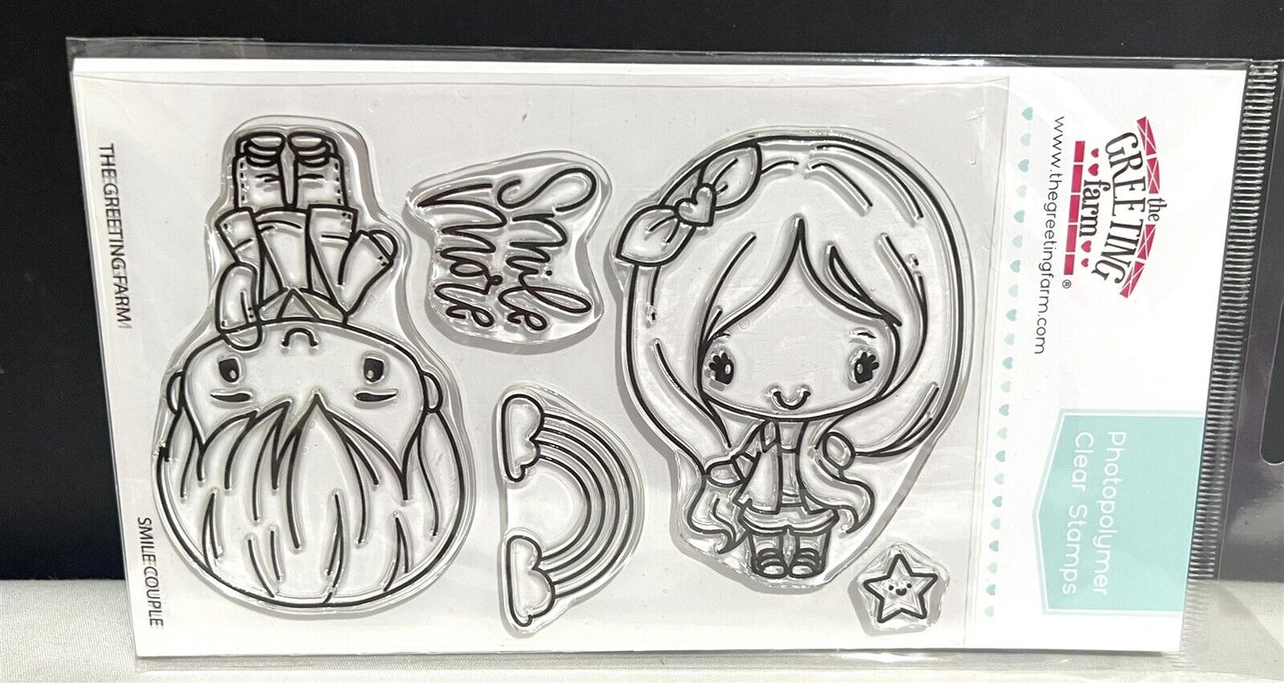 The Greeting Farm SMILE COUPLE Love Valentines Day Girl Boy Rubber Stamps