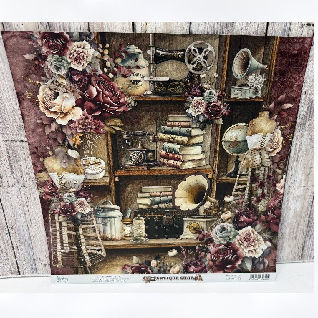 Mintay ANTIQUE SHOP 12x12 Paper Cardstock 6x6 Die Cuts Kit