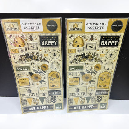Carta Bella HONEYBEE Bees 6x6 Paper Ephemera Brads Chipboard Collection