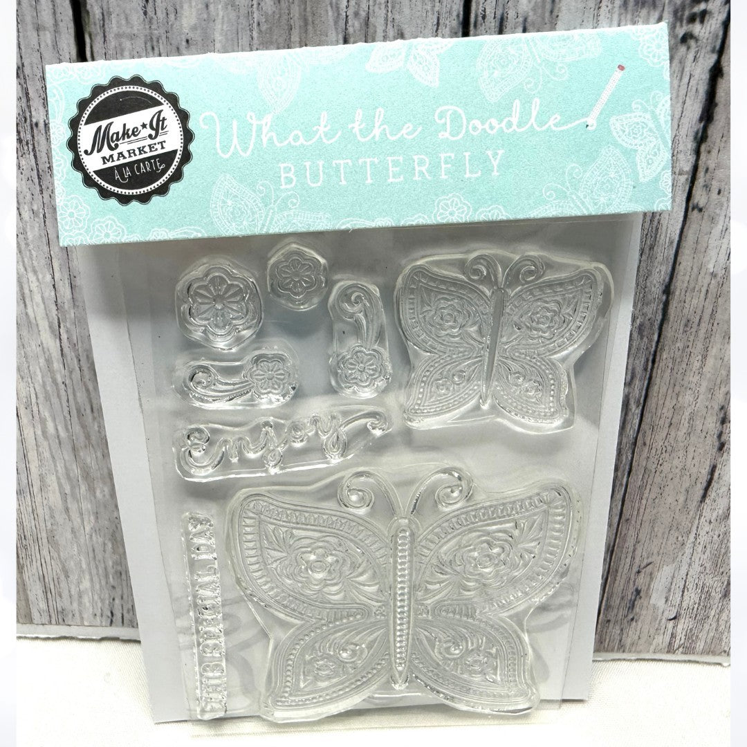 Papertrey Ink What the Doodle BUTTERFLY Butterflies Rubber Stamps Dies