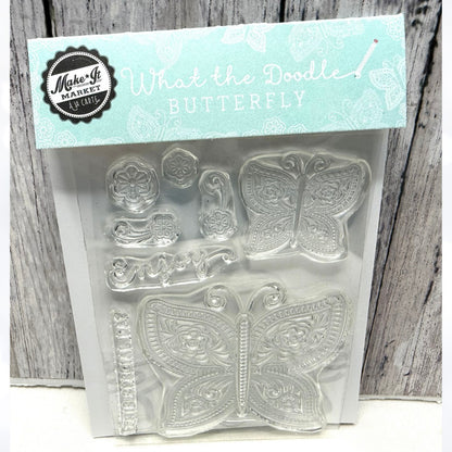 Papertrey Ink What the Doodle BUTTERFLY Butterflies Rubber Stamps Dies