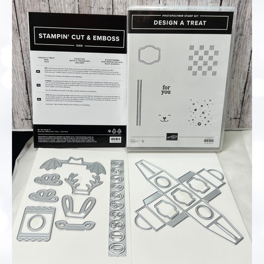 Stampin Up DESIGN A TREAT BOX Favor Candy Rubber Stamps Dies