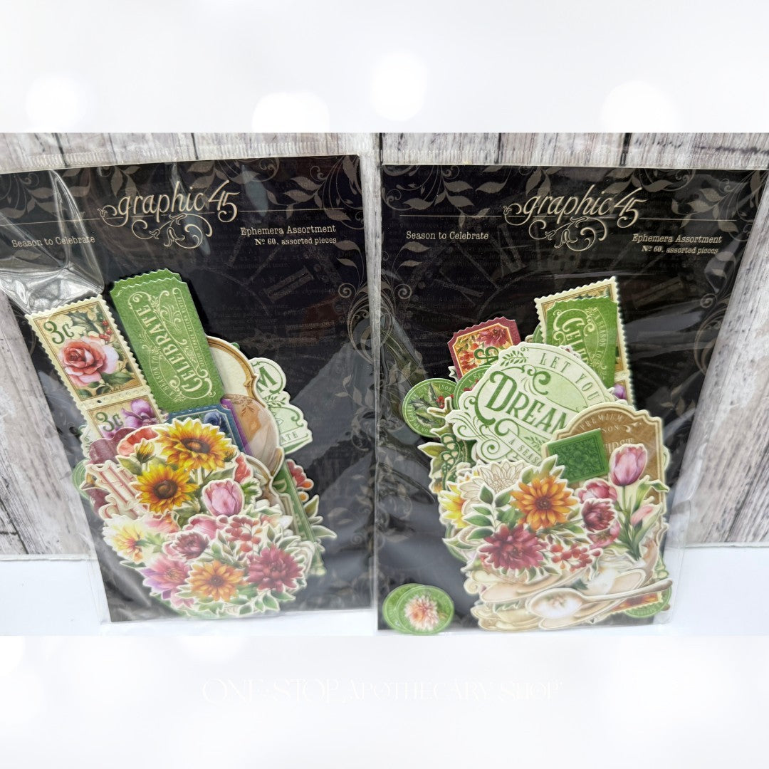 Graphic 45 SEASON TO CELEBRATE 12x12 8x8 Paper Stickers Die Cuts Kit