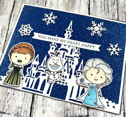 Kindred Stamps WINTER FRIENDS Frozen Elsa Anna Olaf Rubber Stamps
