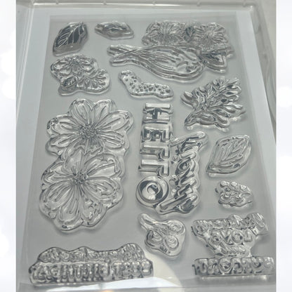 Stampin Up FRIENDLY HELLO Birds Floral Rubber Stamps