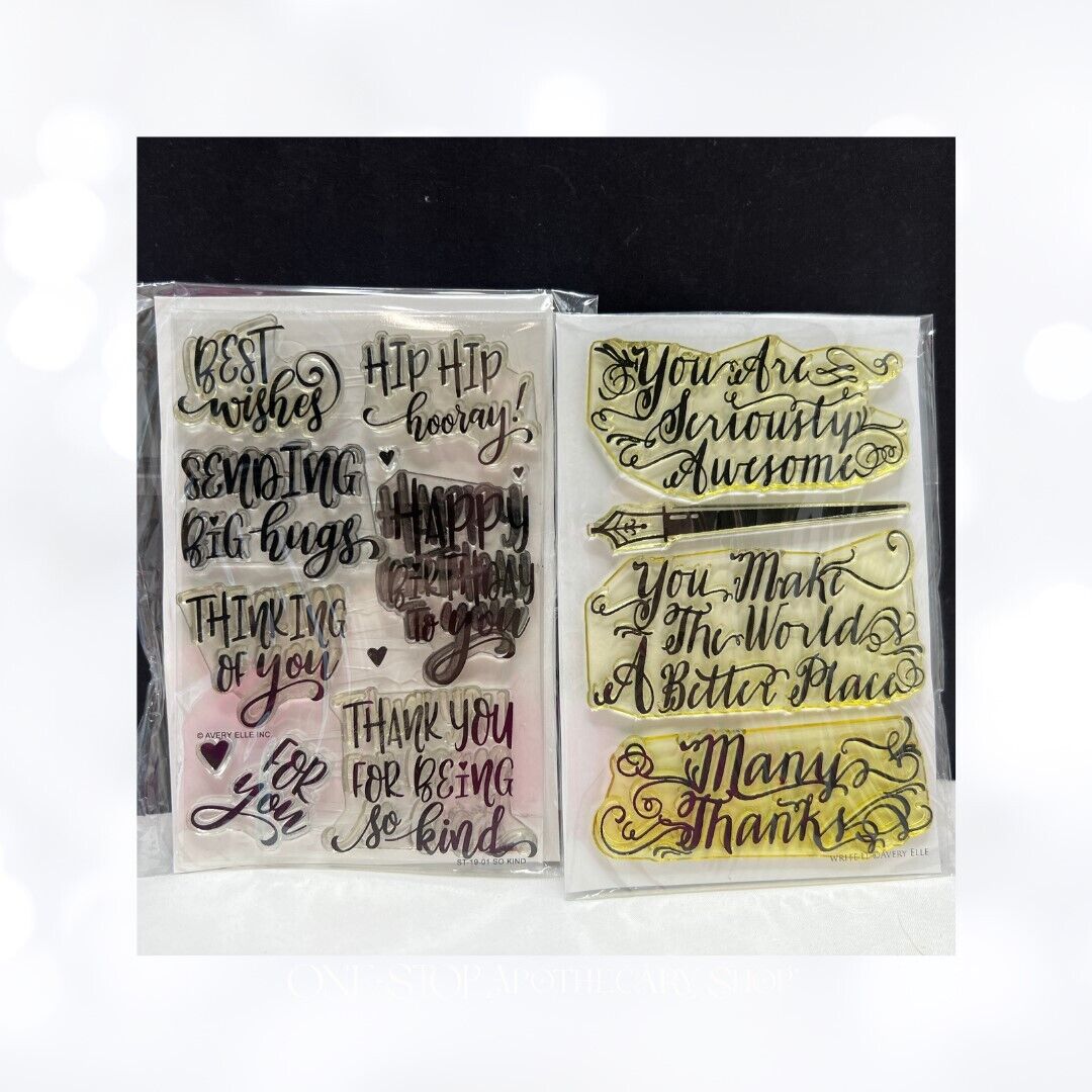 Avery Elle WRITE IT So Kind Sentiments Greetings Rubber Stamps Lot