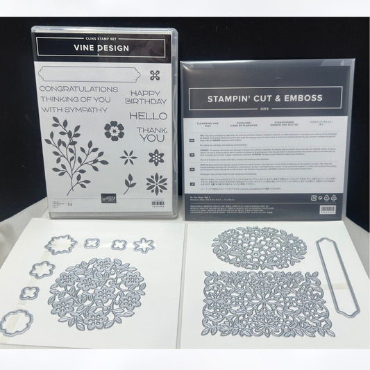 Stampin Up VINE DESIGN Greetings Flowering Vine Rubber Stamps Dies