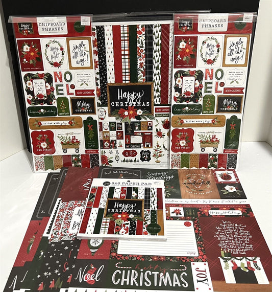 Carta Bella HAPPY CHRISTMAS Holiday Scrapbook Paper 12x12 Kit 6x6 Chipboard Lot